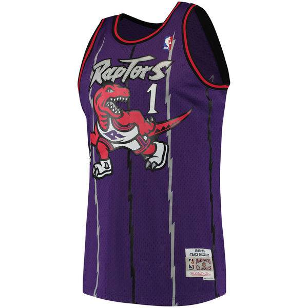 Men's Mitchell & Ness Tracy McGrady Toronto Raptors Purple 1998-99 Hardwood Classics Swingman Jersey - image 3