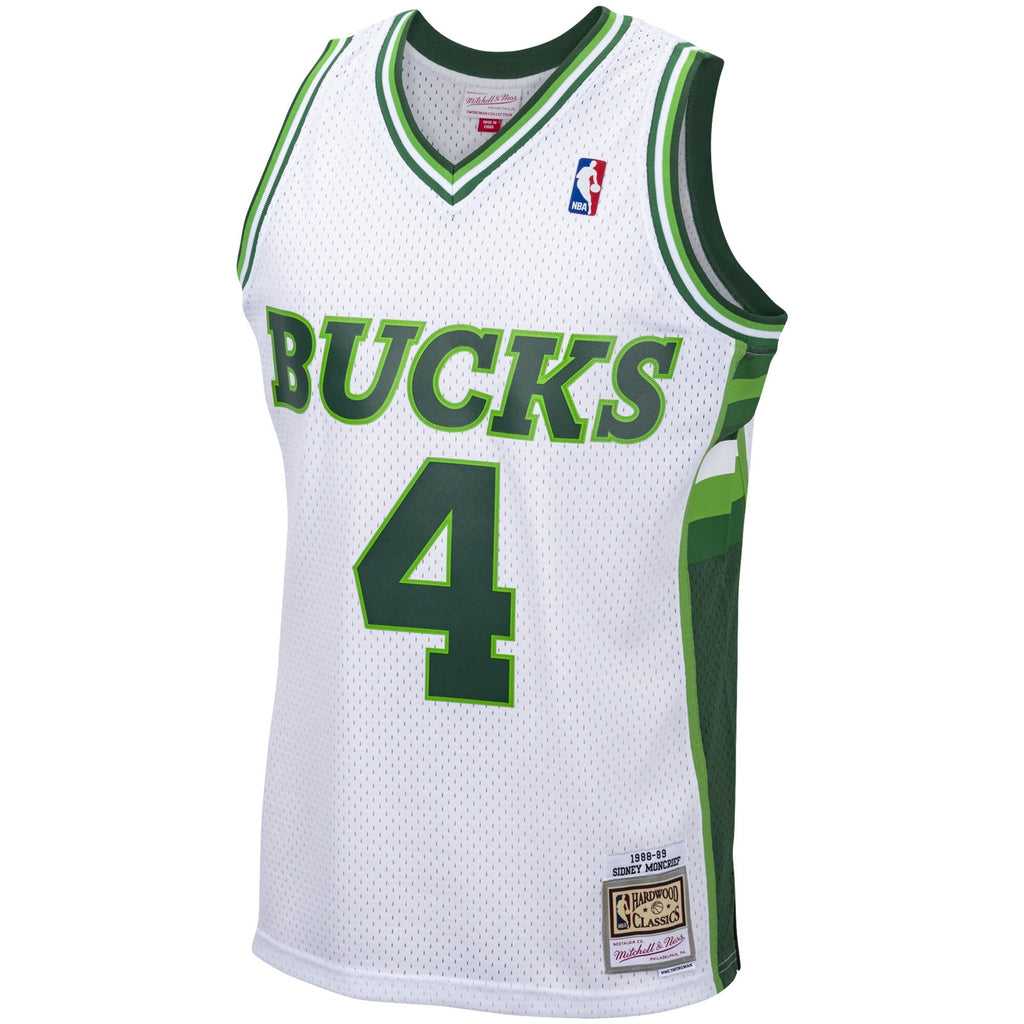 Men's Milwaukee Bucks Sidney Moncrief Mitchell & Ness White 1988-89 Hardwood Classics Swingman Jersey - image 2