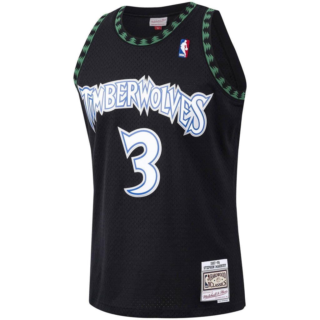 Men's Minnesota Timberwolves Stephon Marbury Mitchell & Ness Black Hardwood Classics Swingman Jersey - image 2