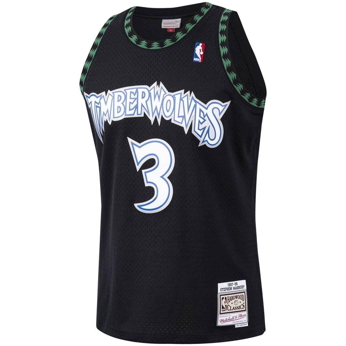 Men's Minnesota Timberwolves Stephon Marbury Mitchell & Ness Black Hardwood Classics Swingman Jersey - image 2