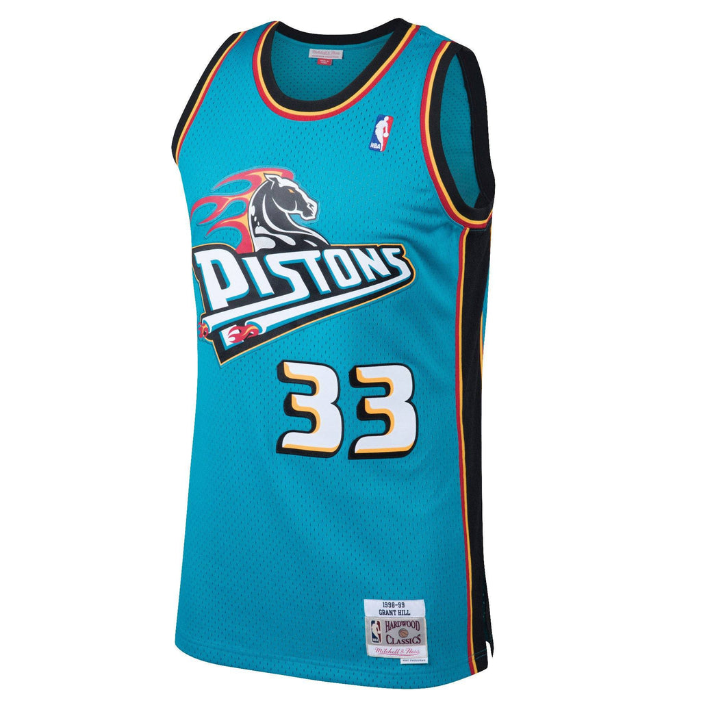 Men's Detroit Pistons Grant Hill Mitchell & Ness Teal 1998-99 Hardwood Classics Swingman Jersey - image 2