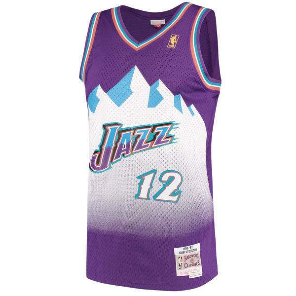 Men's Mitchell & Ness John Stockton Utah Jazz Purple 1996-97 Hardwood Classics Swingman Jersey - image 2