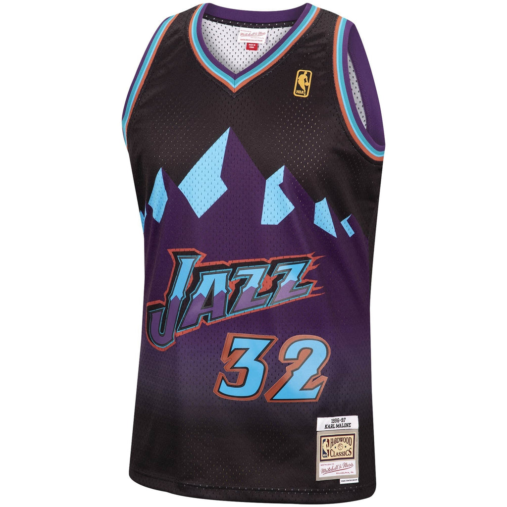 Men's Mitchell & Ness Karl Malone Black Utah Jazz 1996-97 Hardwood Classics Reload Swingman Jersey - image 2