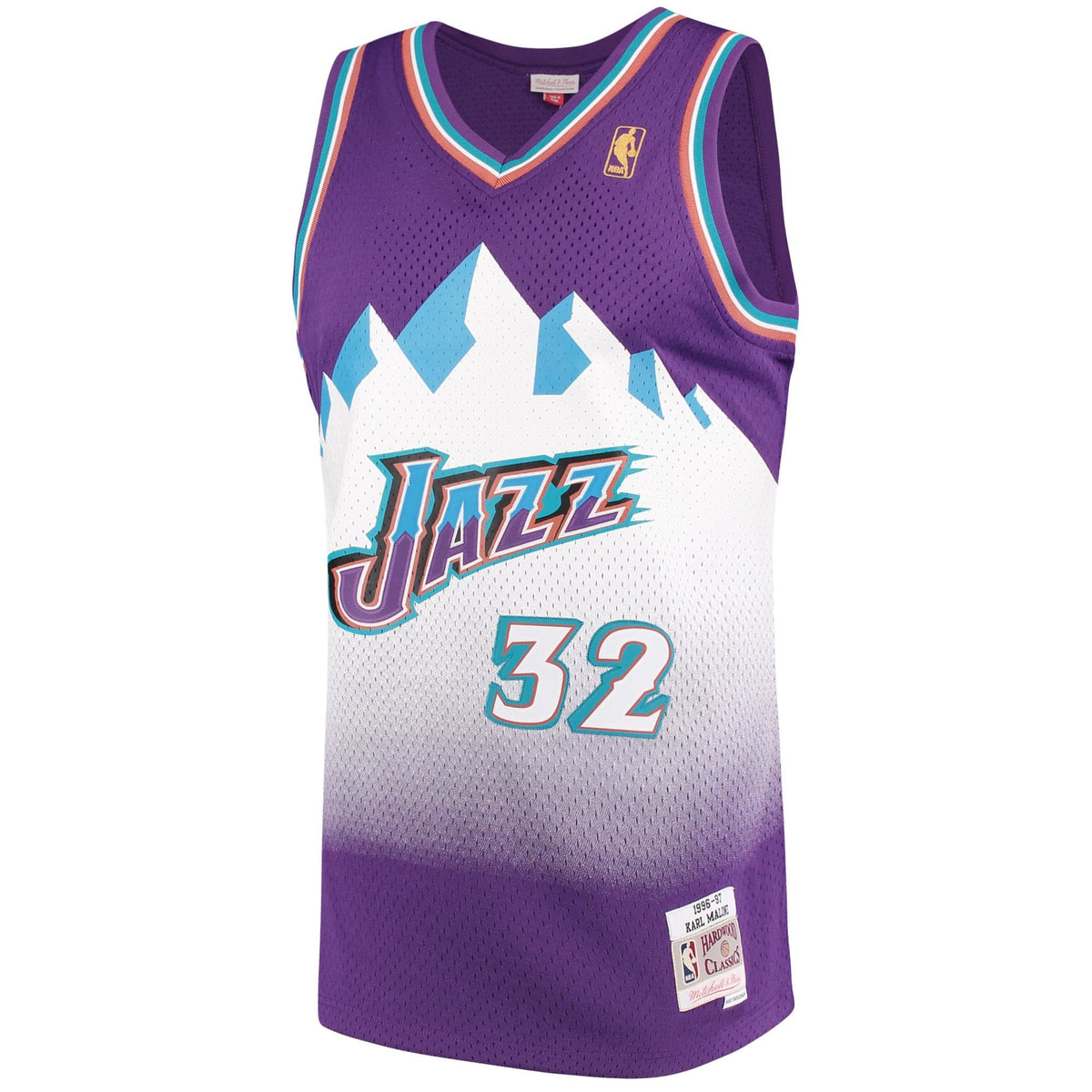 Men's Karl Malone Utah Jazz Mitchell & Ness 1996-97 Hardwood Classics Swingman Jersey - image 2