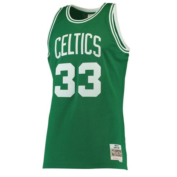 Men's Boston Celtics Larry Bird Mitchell & Ness Kelly Green 1985-86 Hardwood Classics Swingman Jersey - image 2