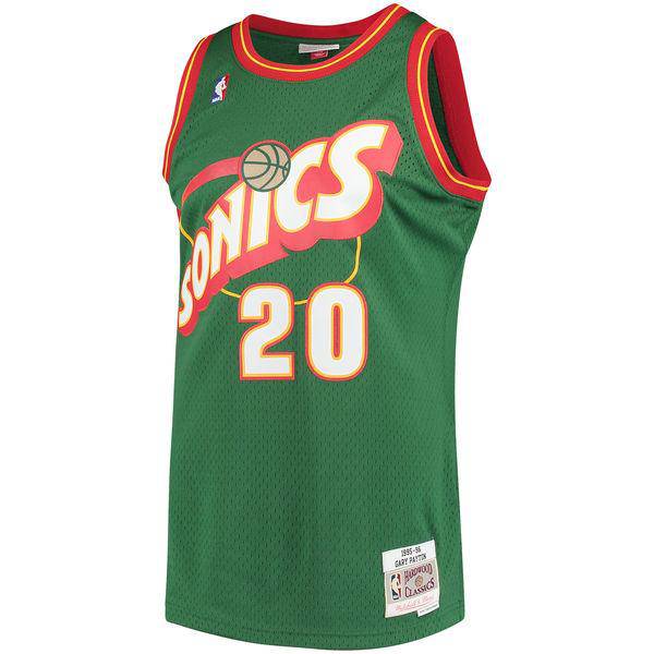Men's Seattle SuperSonics Gary Payton Mitchell & Ness Green 1995-96 Hardwood Classics Swingman Jersey - image 2