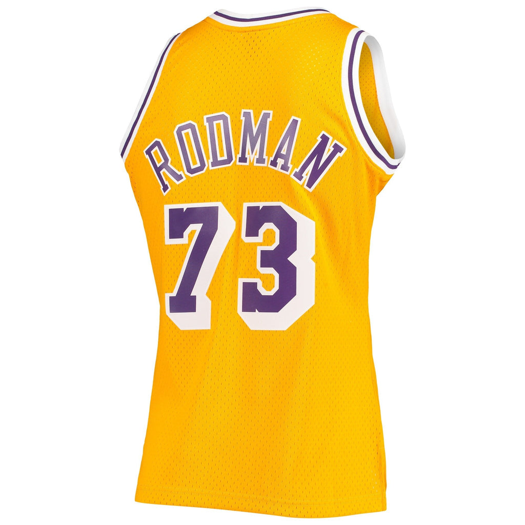 Men's Los Angeles Lakers Dennis Rodman Mitchell & Ness 1998-99 Hardwood Classics Gold Swingman Jersey - image 3