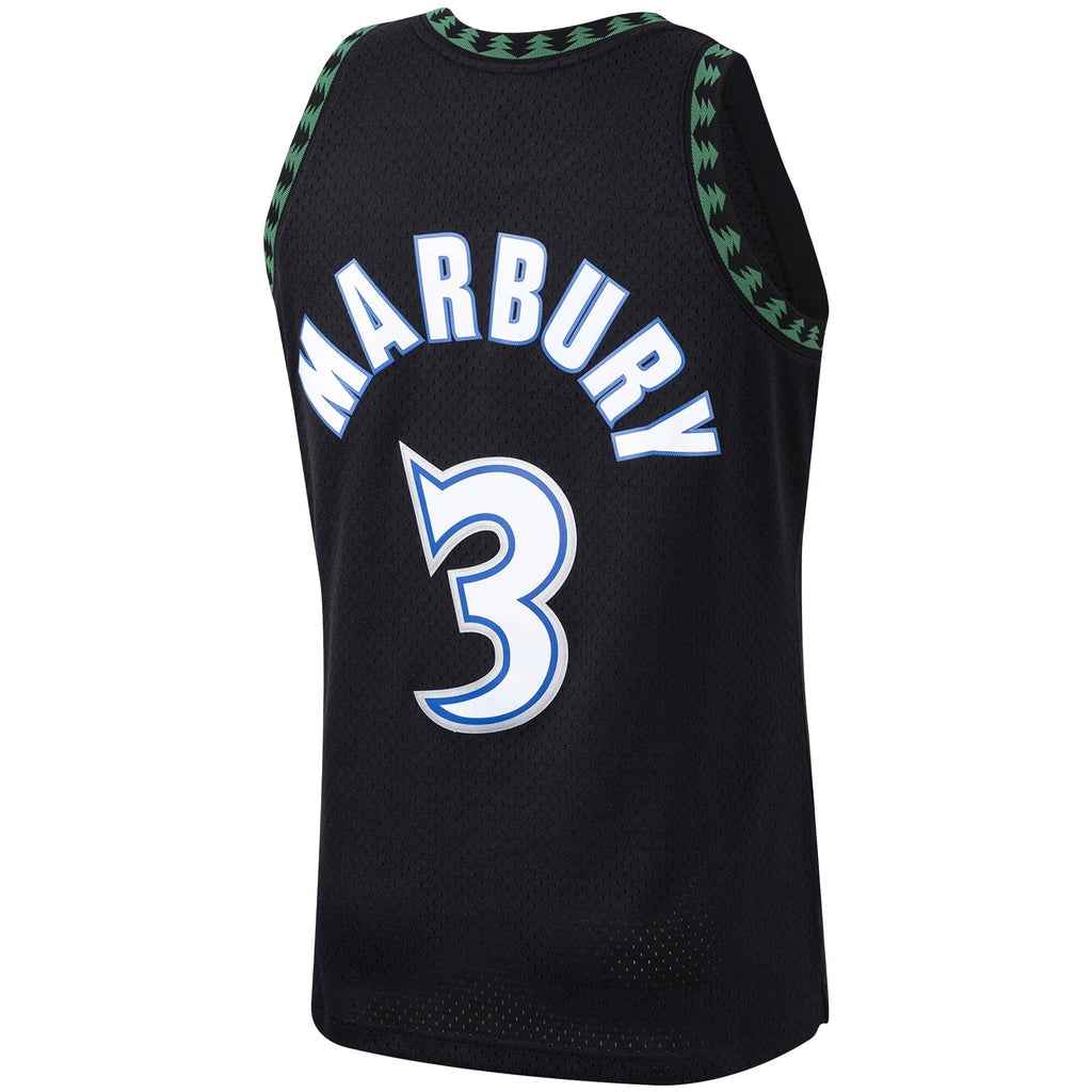 Men's Minnesota Timberwolves Stephon Marbury Mitchell & Ness Black Hardwood Classics Swingman Jersey - image 3