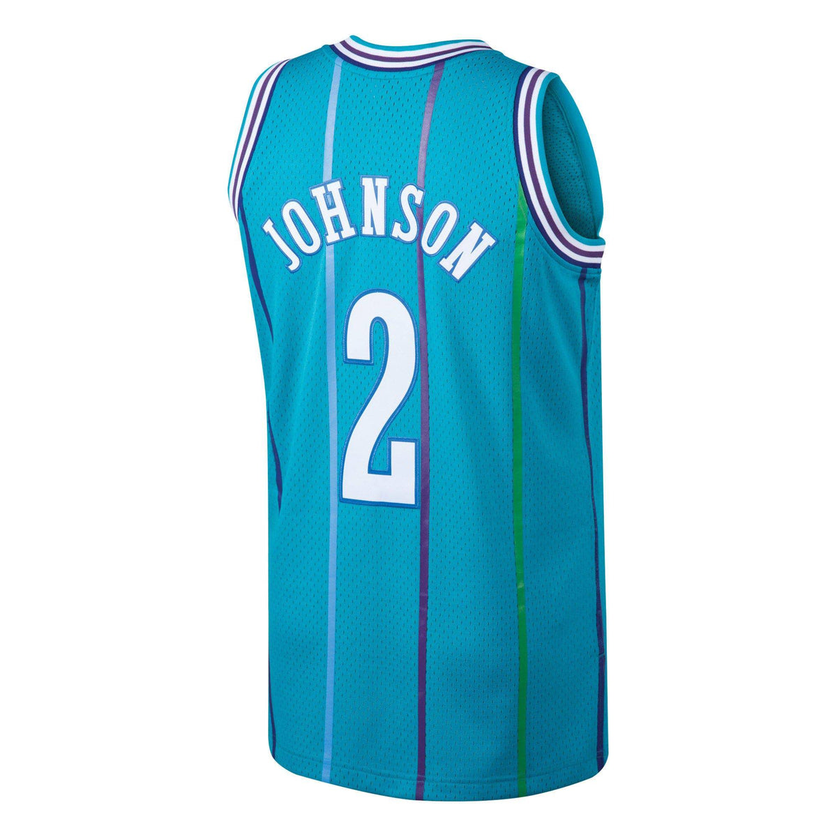 Men's Mitchell & Ness Larry Johnson Charlotte Hornets Teal 1992-93 Hardwood Classics Swingman Jersey - image 3