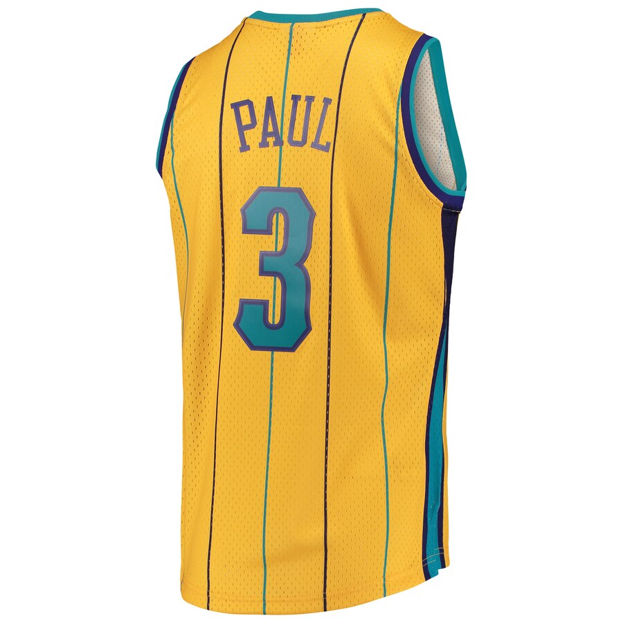 Men's New Orleans Hornets Chris Paul Mitchell & Ness Yellow Hardwood Classics Swingman Jersey - image 3