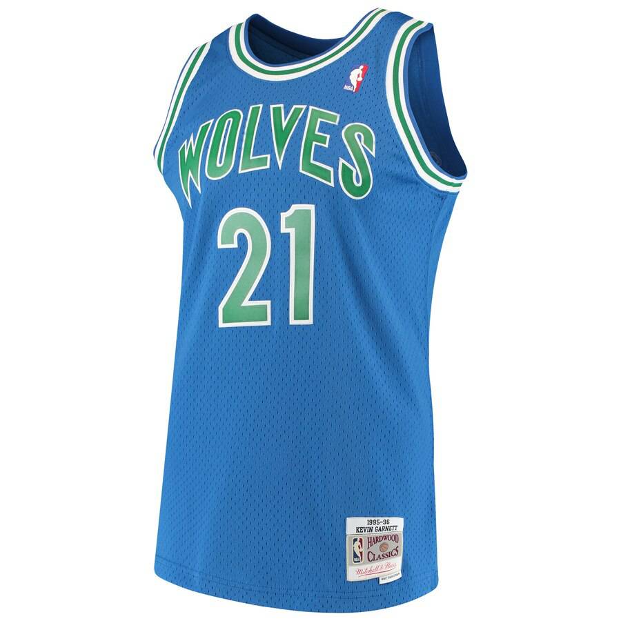 Mens Minnesota Timberwolves Kevin Garnett Mitchell & Ness Blue 1995-96 Hardwood Classics Swingman Jersey - image 2