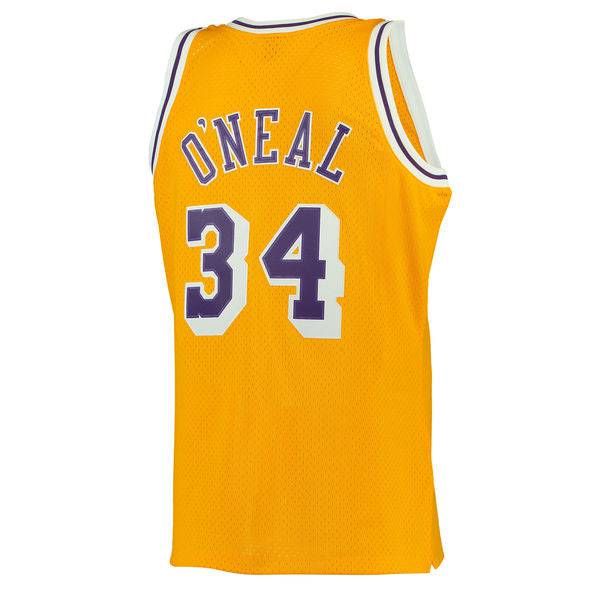 Men's Los Angeles Lakers Shaquille O'Neal Mitchell & Ness Gold 1996-97 Hardwood Classics Swingman Jersey - image 3