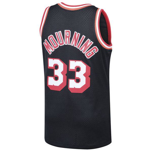 Men's Miami Heat Alonzo Mourning Mitchell & Ness Black 1996-97 Hardwood Classics Swingman Jersey - image 3