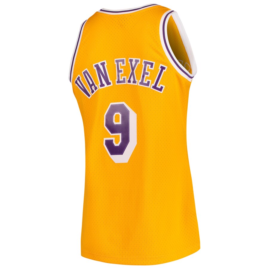 Men's Mitchell & Ness Nick Van Exel Los Angeles Lakers Gold 1996-97 Hardwood Classics Swingman Jersey - image 3