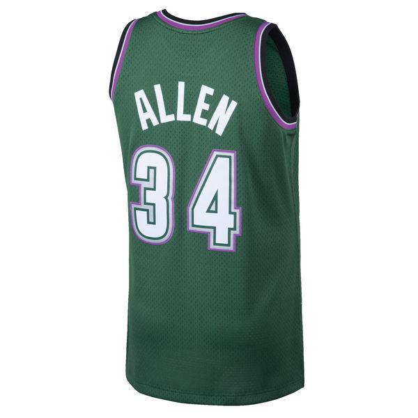Men's Milwaukee Bucks Ray Allen Mitchell & Ness Kelly Green 1996-97 Hardwood Classics Swingman Jersey - image 3