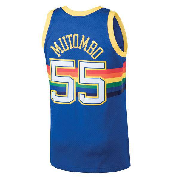 Mens Denver Nuggets Dikembe Mutombo Mitchell & Ness Blue 1991-92 Hardwood Classics Swingman Jersey - image 3