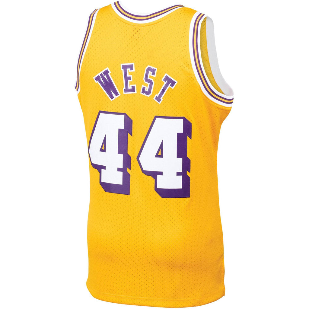 Mens Jerry West Los Angeles Lakers Mitchell & Ness Gold 1971-72 Hardwood Classics Swingman Jersey - image 3