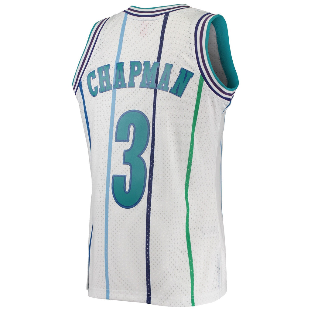 Charlotte Hornets Rex Chapman Mitchell & Ness White 1988-89 Hardwood Classics Swingman Jersey - image 3