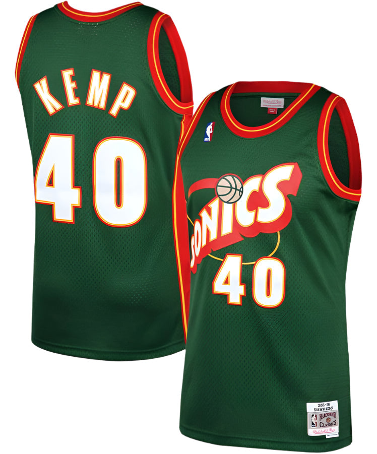 Men's Shawn Kemp Seattle Supersonics Mitchell & Ness 1996-96 Green NBA Swingman Hardwood Classics Jersey - image 1