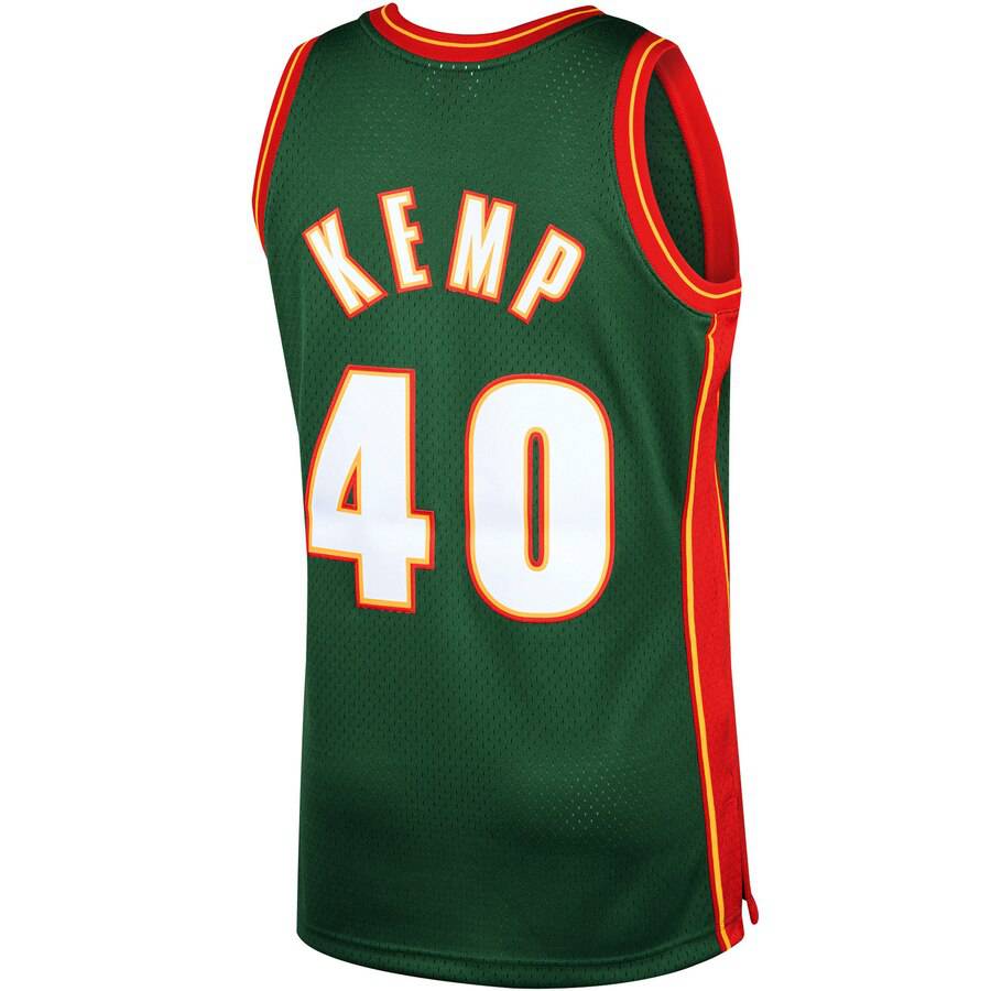 Men's Shawn Kemp Seattle Supersonics Mitchell & Ness 1996-96 Green NBA Swingman Hardwood Classics Jersey - image 3