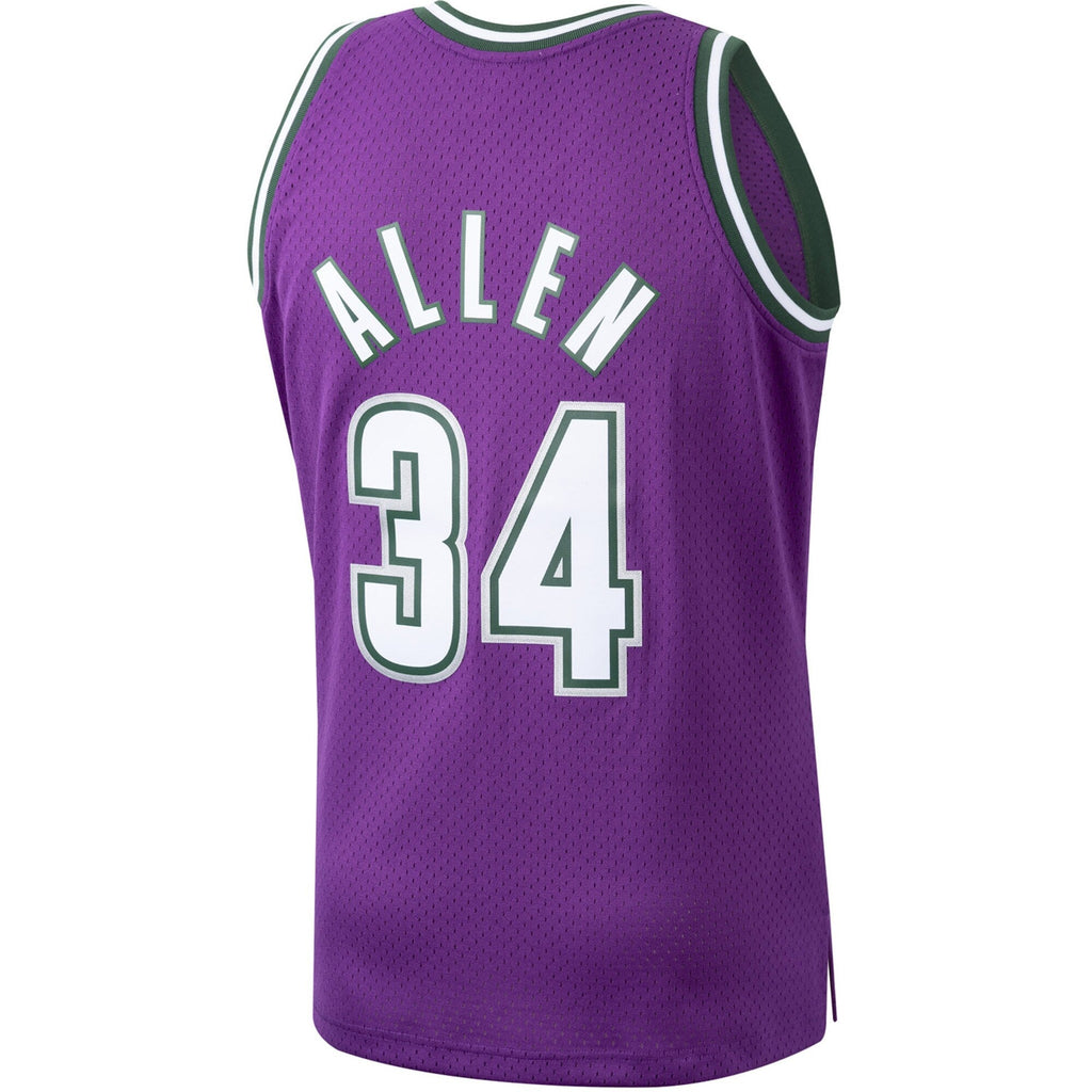Men's Mitchell & Ness Ray Allen Milwaukee Bucks Purple 2000-01 Hardwood Classics Swingman Jersey - image 3