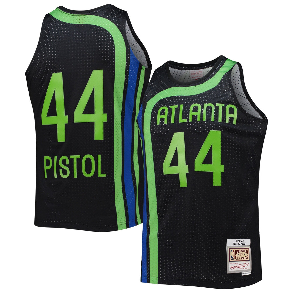 Men's Atlanta Hawks Pete Maravich Mitchell & Ness Black 1971-72 Hardwood Classics Reload 2.0 Swingman Jersey - image 1