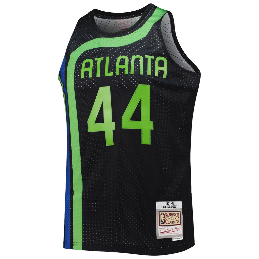 Men's Atlanta Hawks Pete Maravich Mitchell & Ness Black 1971-72 Hardwood Classics Reload 2.0 Swingman Jersey - image 2