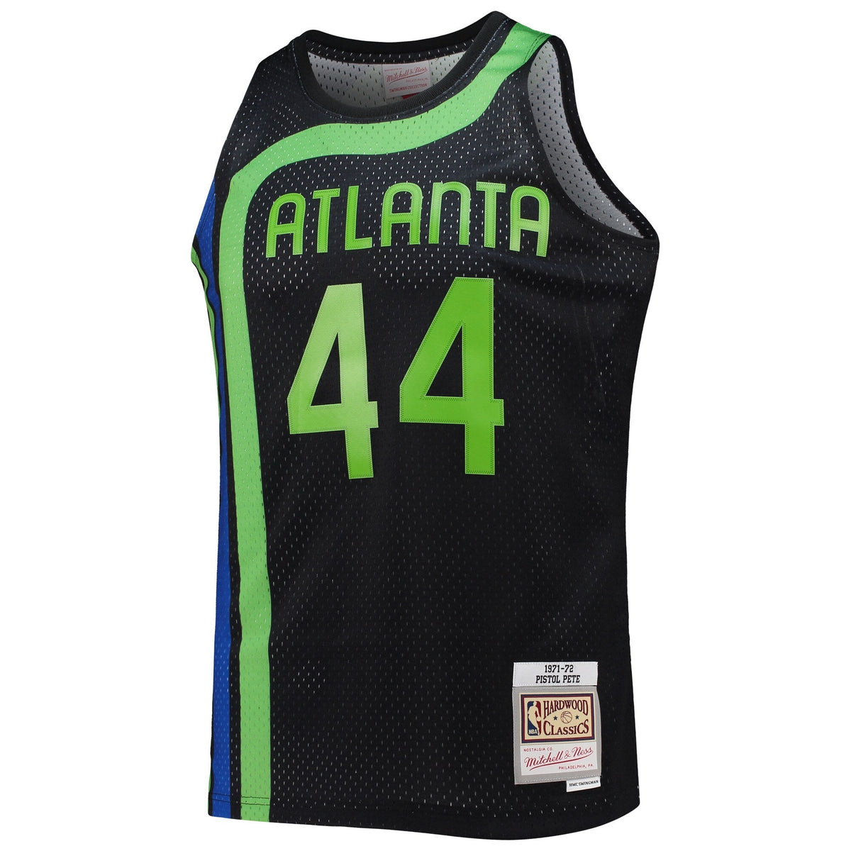 Men's Atlanta Hawks Pete Maravich Mitchell & Ness Black 1971-72 Hardwood Classics Reload 2.0 Swingman Jersey - image 2