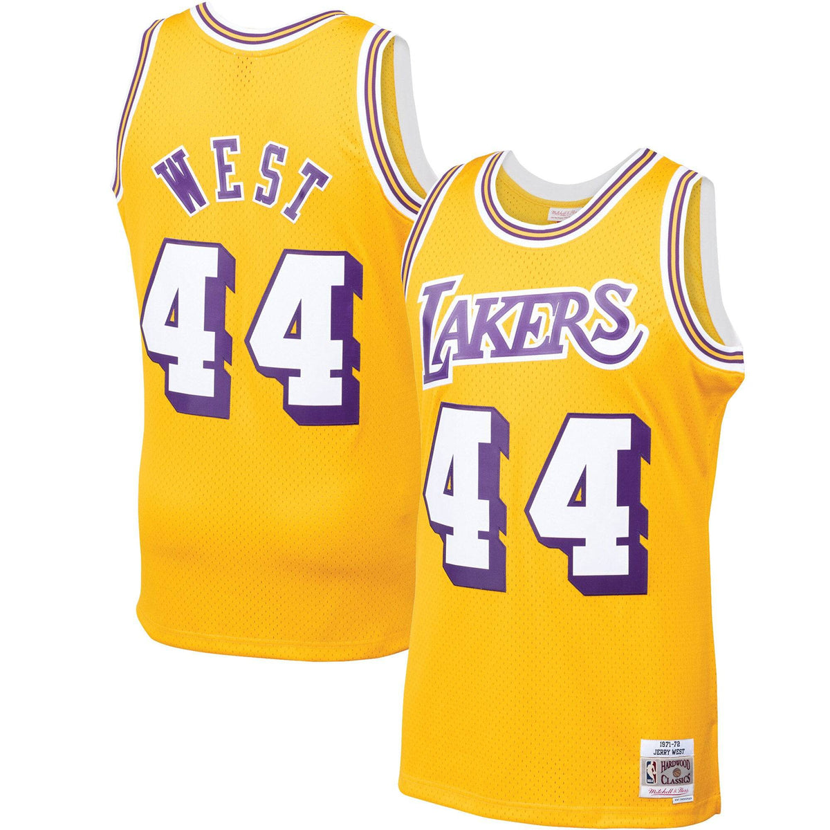 Mens Jerry West Los Angeles Lakers Mitchell & Ness Gold 1971-72 Hardwood Classics Swingman Jersey - image 1