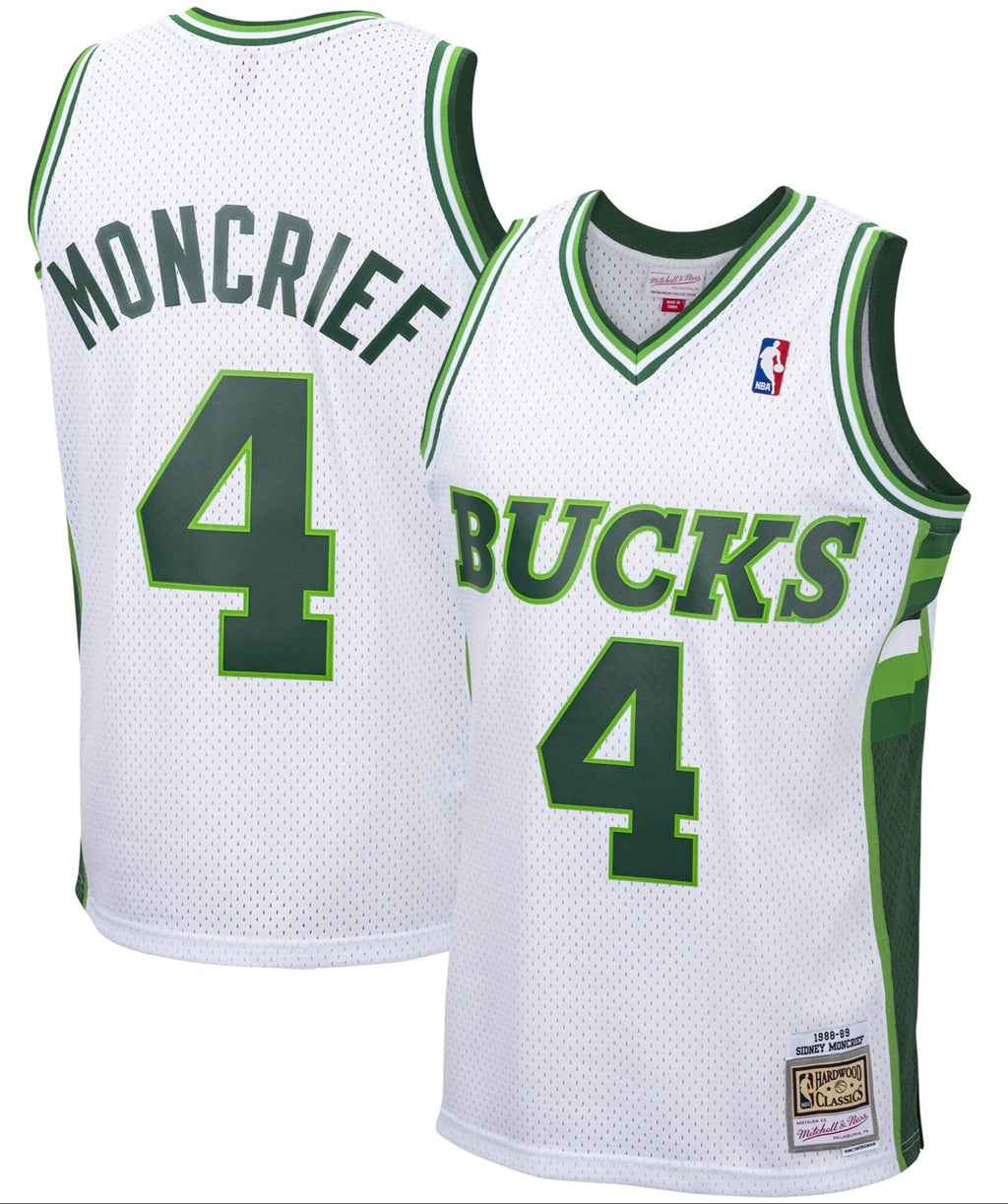 Men's Milwaukee Bucks Sidney Moncrief Mitchell & Ness White 1988-89 Hardwood Classics Swingman Jersey - image 1