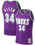 Men's Mitchell & Ness Ray Allen Milwaukee Bucks Purple 2000-01 Hardwood Classics Swingman Jersey - image 1
