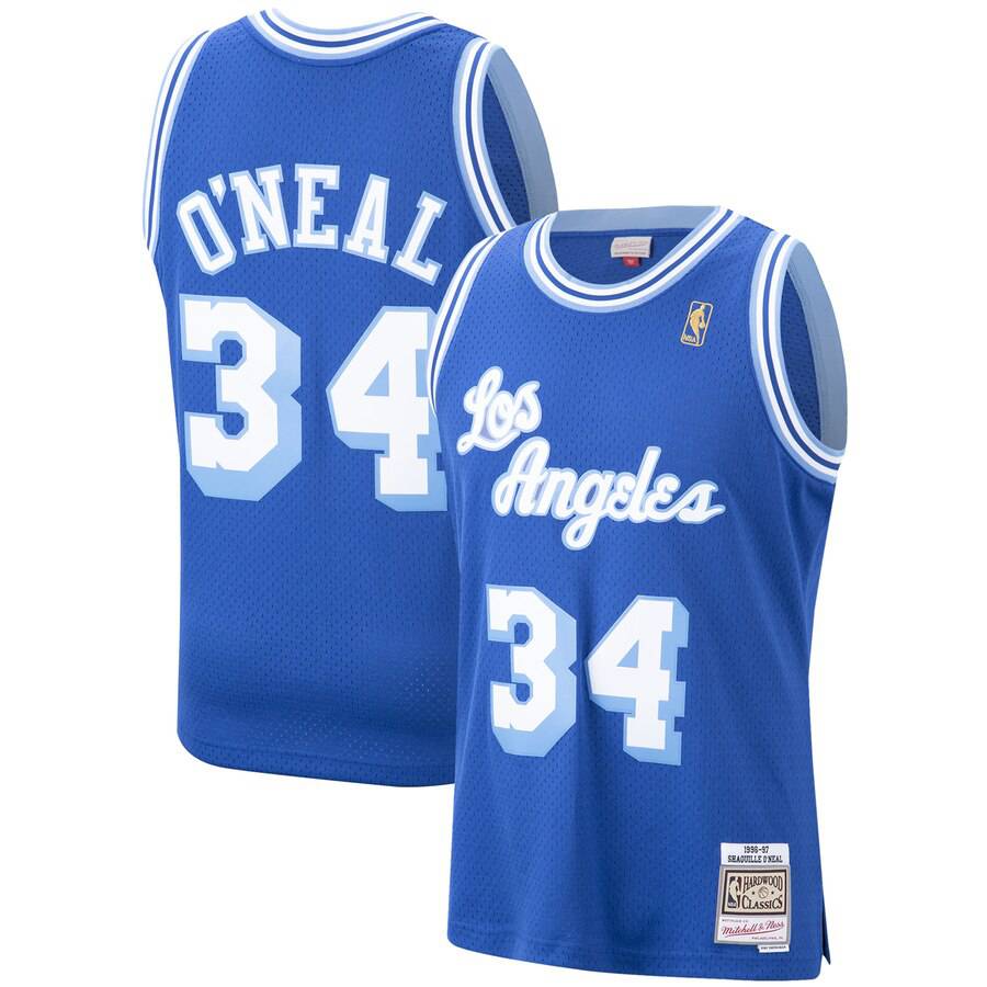 Men's Los Angeles Lakers Shaquille O'Neal Mitchell & Ness NBA Mens Hardwood Classic 1996-97 Swingman Blue Jersey - image 1