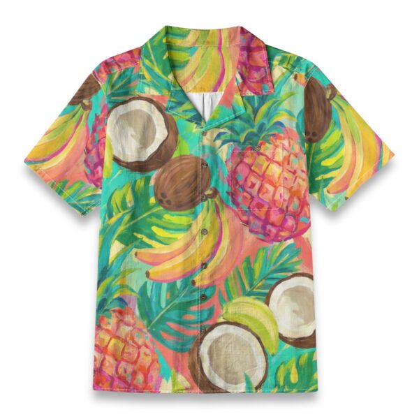 Tropical Fruit Watercolor Pattern Shirt – Pineapple Coconut Banana Hawaiian Shirt