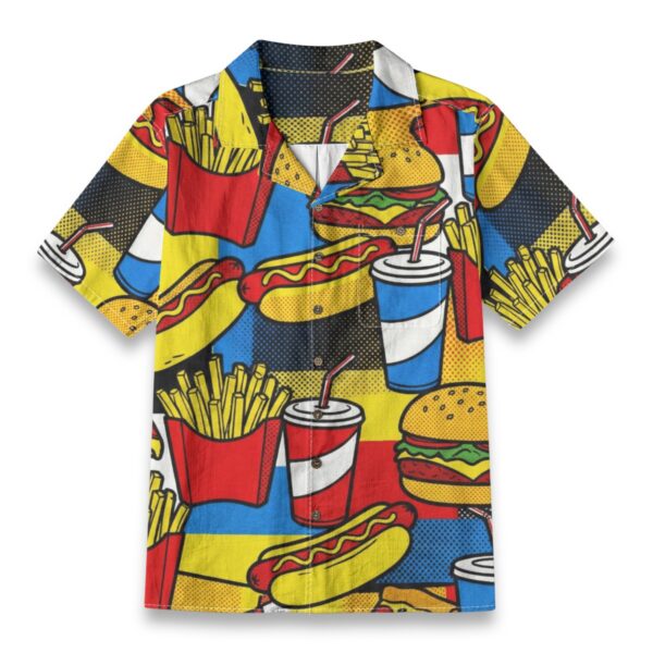 Pop Art Fast Food Pattern Shirt – Burger Fries Soda Hawaiian Shirt