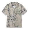 Linen Cherry Blossom Line Art Shirt – Minimalism Hawaiian Shirt