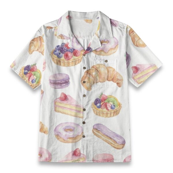 Watercolor French Pastry & Dessert Pattern Shirt – Food Hawaiian Shirt