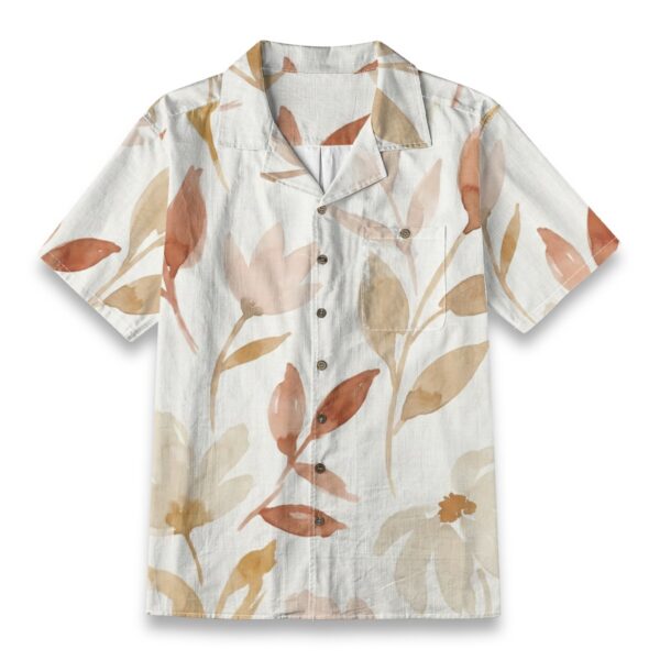 Earth Tone Watercolor Botanical Shirt – Minimalism Hawaiian Shirt