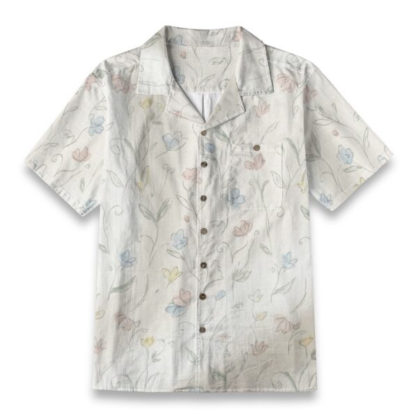 Pastel Wildflower Sketch Shirt – Minimalism Hawaiian Shirt