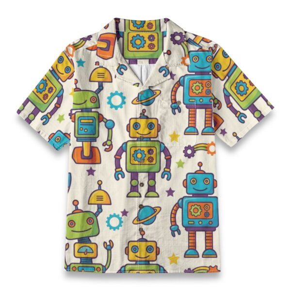 Cute Retro Robots Cartoon Pattern Shirt – Toys Hawaiian Shirt